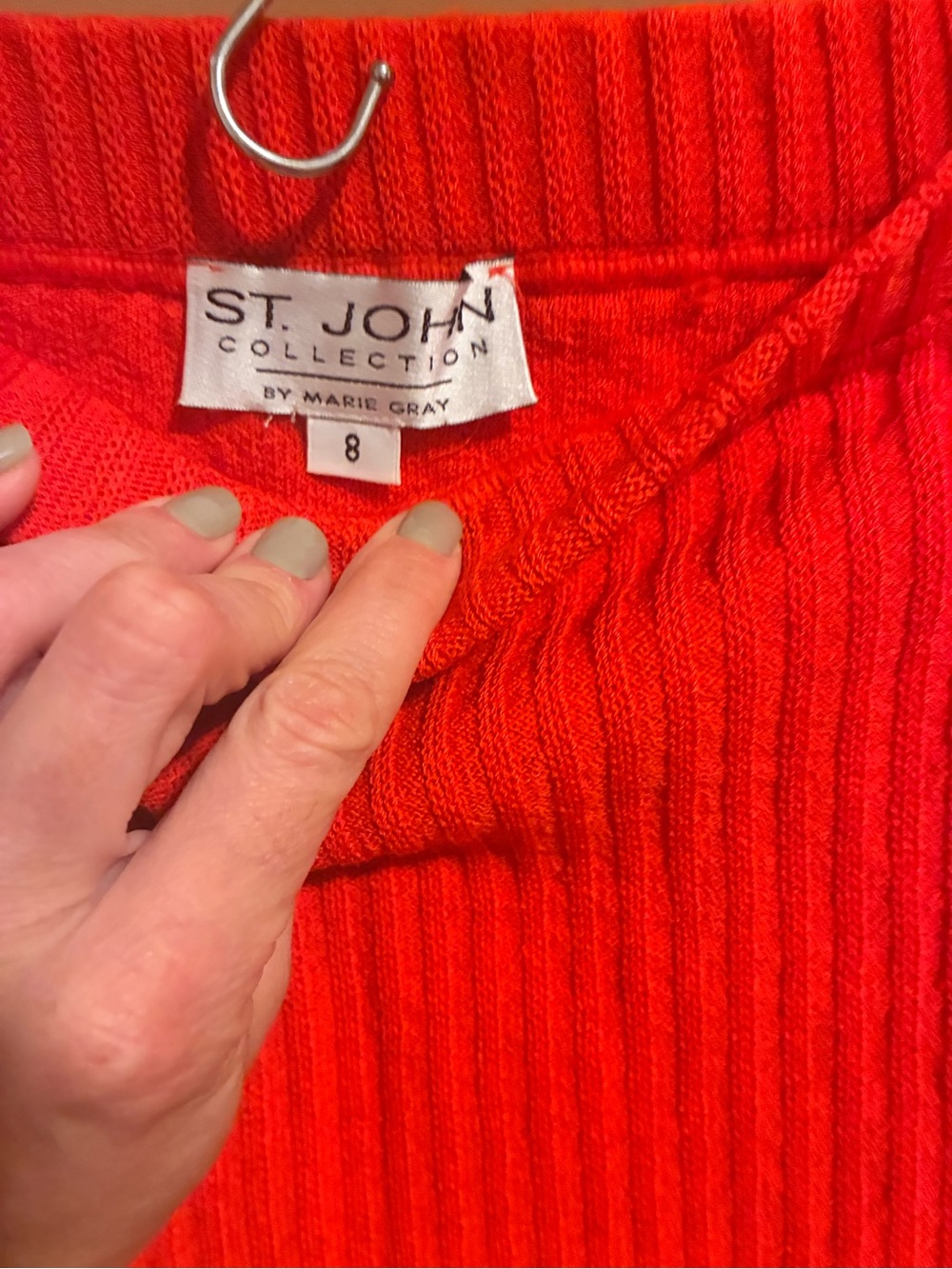St. John Collection Ribbed orange/red sweater skirt